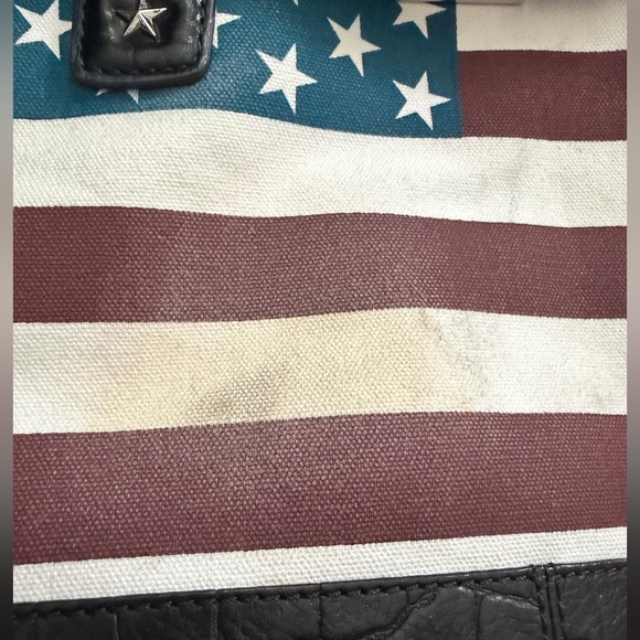 Aimee Kestenberg Washington Leather Tote - Croco Black Leather w/USA Flag - Picture 6 of 8